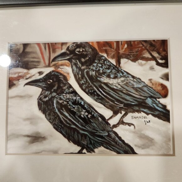 Crow, Crows Giclee Picture "Nevermore" Signed Shandel Numbered - Picture 2 of 4